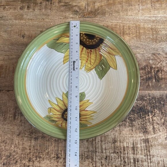 Clay Art Handpainted SUNFLOWER Large Serving Bowl 13" Stonelite Dishwasher Safe - Picture 4 of 6